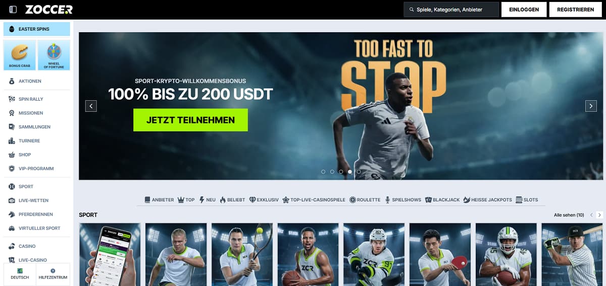 Zoccer vereint Casino-Klassiker, Sportwetten und Krypto-Zahlungen auf einer einzigen Plattform. Wer nach einem Online Casino schnelle Auszahlung sucht, profitiert hier von einer modernen Blockchain-Anbindung, die gewonnene Beträge ohne Umwege und in Rekordzeit direkt an das eigene Krypto-Wallet transferiert.