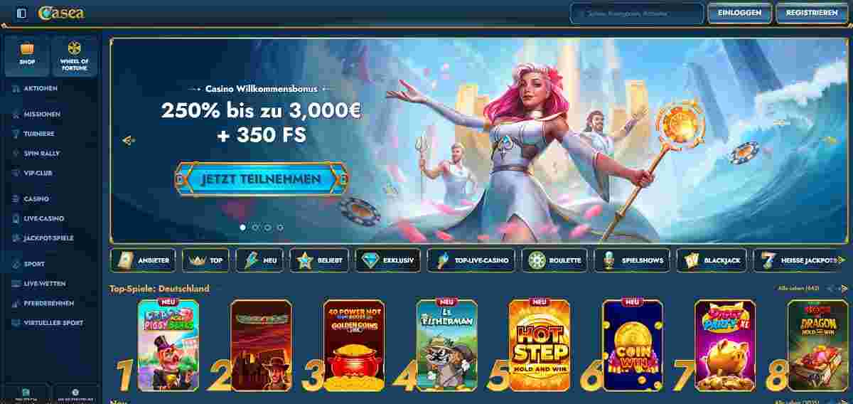 Casea zieht mit dem höchsten Bonus von bis zu 3.000 € und einem extrem umfangreichen Spielportfolio von mehr als 11.000 Titeln alle Register. Auch an der Kasse fackelt das Online Casino schnelle Auszahlung nicht lange und bringt selbst größere Summen zuverlässig und effizient auf den Weg.